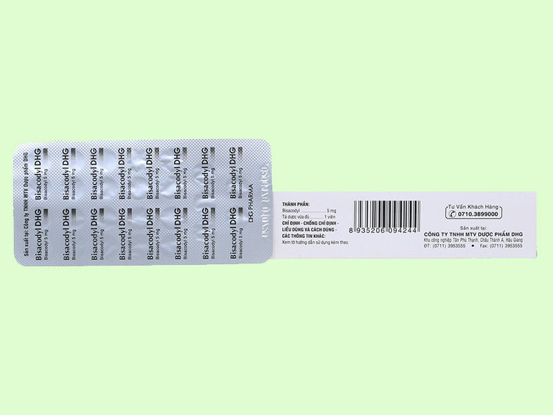 Hình ảnh: Bao bì của thuốc Bisacodyl DHG